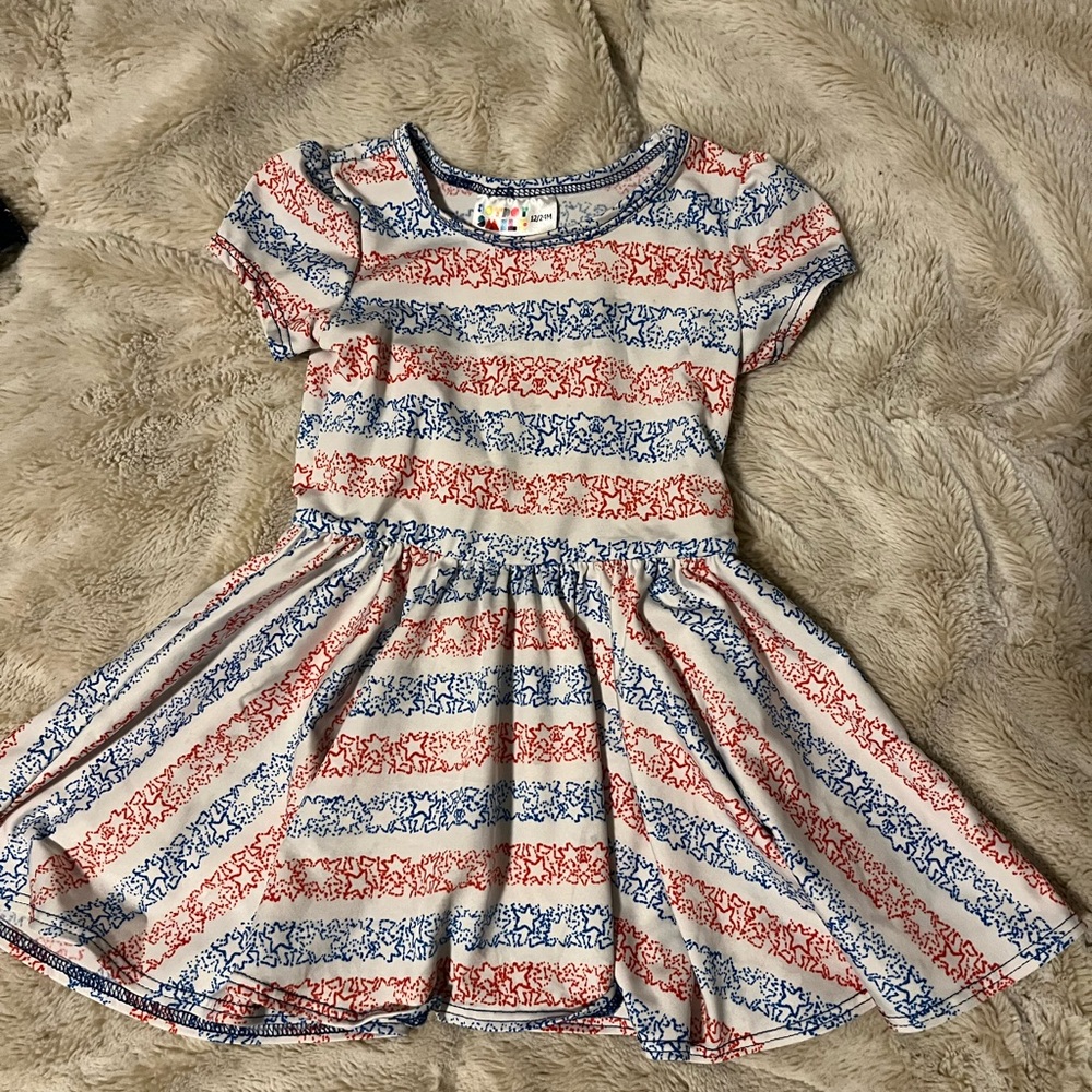 Dot Dot Smile Red and Blue Striped Kids Dress